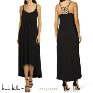 NWT Nicole Miller High Low Hem Lightweight Strappy Ladder Back Maxi Dress