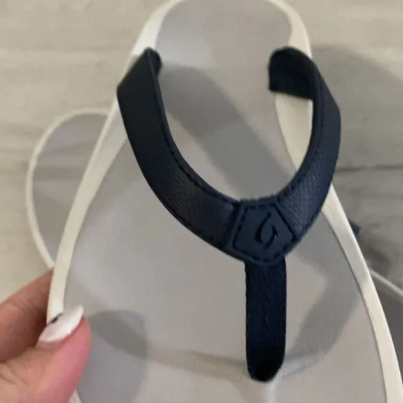 NWT-OLUKAI-Pi'oe Women's Beach Sandals,Water-Resistant-Navy blue and Grey-Size 7