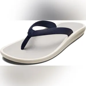 NWT-OLUKAI-Pi'oe Women's Beach Sandals,Water-Resistant-Navy blue and Grey-Size 7