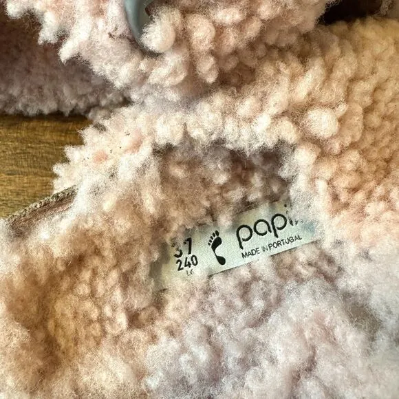 NWT Papillio Birkenstock Arizona Big Buckle Teddy Platform Crystal Rose Size 37