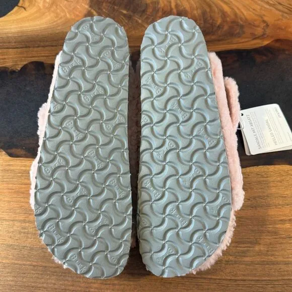 NWT Papillio Birkenstock Arizona Big Buckle Teddy Platform Crystal Rose Size 38