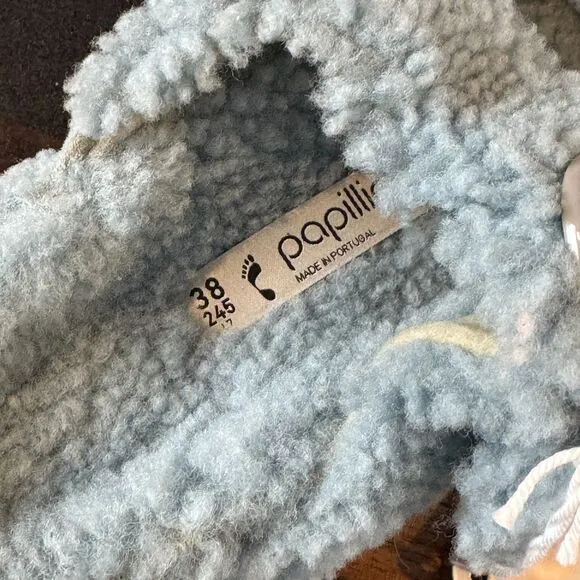 NWT Papillio Birkenstock Arizona Big Buckle Teddy Platform Faded Aqua Size 38