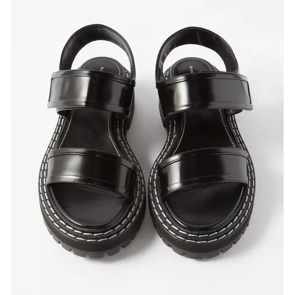 NWT Proenza Schouler Lug sole Patent Leather stitching platform slingback Sandal