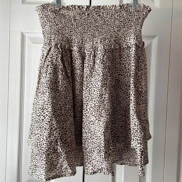 NWT Rails Addison Smocked Cheetah Print Linen-Blend Miniskirt – Size Small