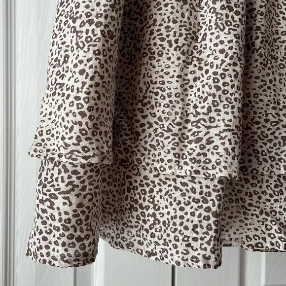 NWT Rails Addison Smocked Cheetah Print Linen-Blend Miniskirt – Size Small