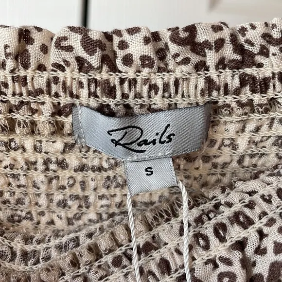 NWT Rails Addison Smocked Cheetah Print Linen-Blend Miniskirt – Size Small