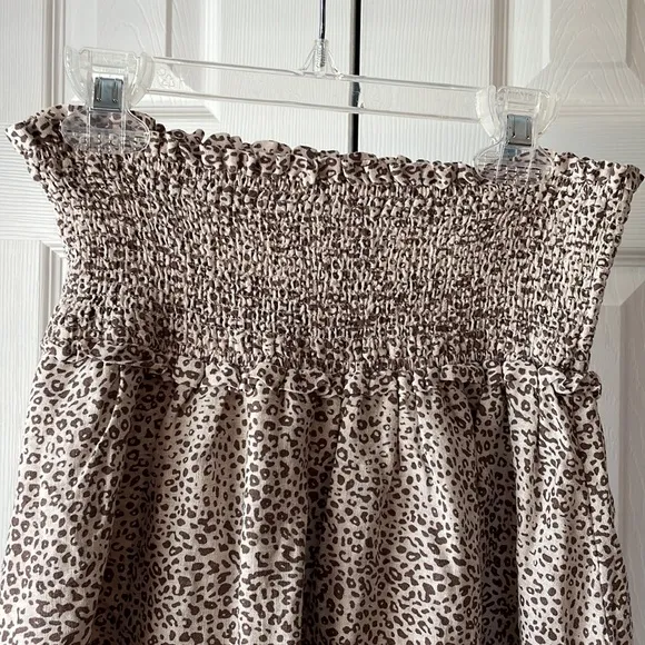 NWT Rails Addison Smocked Cheetah Print Linen-Blend Miniskirt – Size Small