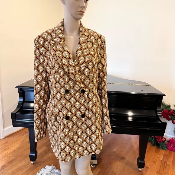 NWT RARE ZARA PRINTED DOUBLE BREASTED BLAZER/JACKET