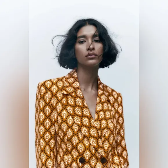 NWT RARE ZARA PRINTED DOUBLE BREASTED BLAZER/JACKET