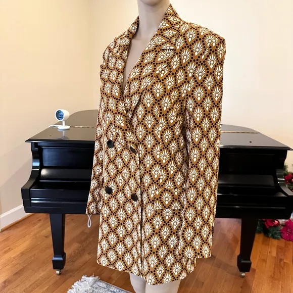 NWT RARE ZARA PRINTED DOUBLE BREASTED BLAZER/JACKET