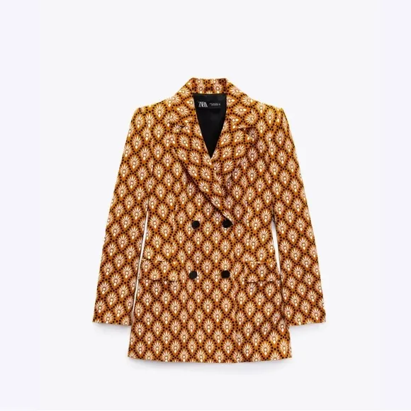 NWT RARE ZARA PRINTED DOUBLE BREASTED BLAZER/JACKET