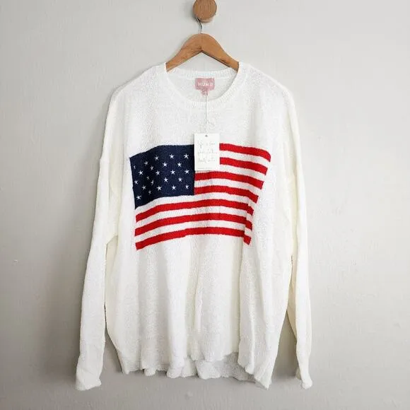 NWT Show Me Your Mumu USA American Flag Knit Woodsy Sweater