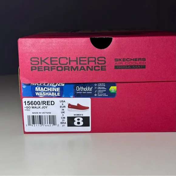 NWT Skechers Red Slip On Sneakers, Women's Size 8, Go Walk Joy Style