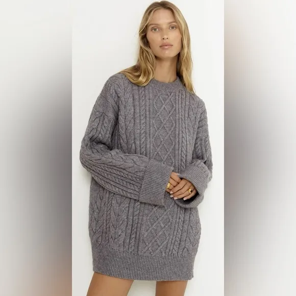 NWT SNDYS Nellie Cable Knit Jumper Sweater Dress Revolve