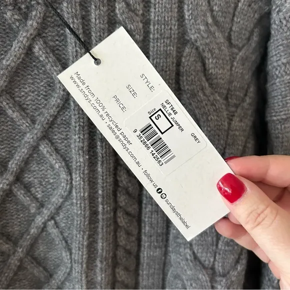 NWT SNDYS Nellie Cable Knit Jumper Sweater Dress Revolve