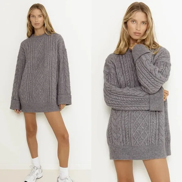 NWT SNDYS Nellie Cable Knit Jumper Sweater Dress Revolve