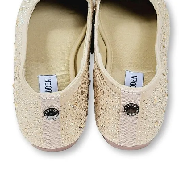 NWT Steve Madden Rhinestone Embellished Slip on Faux Suede Flats Comfort Shoes