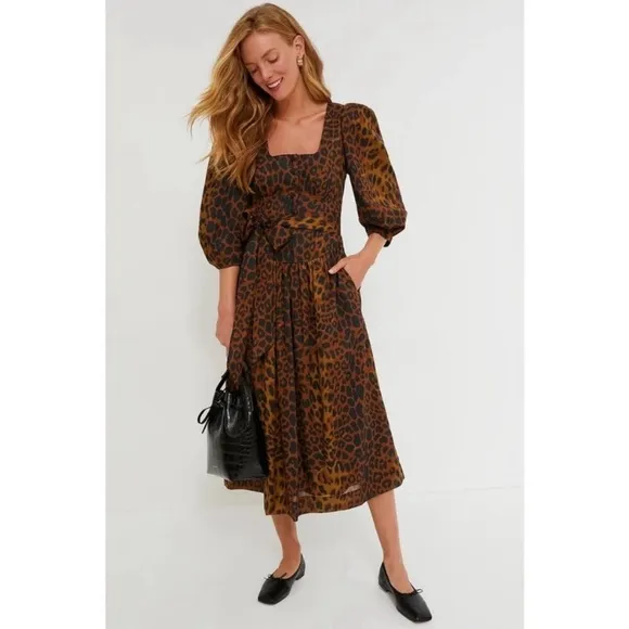 NWT Tuckernuck Leopard Graciela Midi Dress Animal Print Size 6 Career office