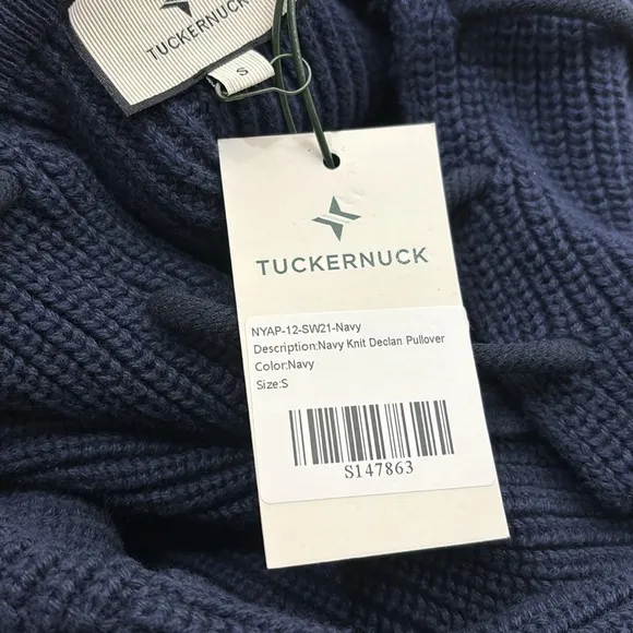 NWT TUCKERNUCK MSRP $198 Navy Knit Declan Pullover Small