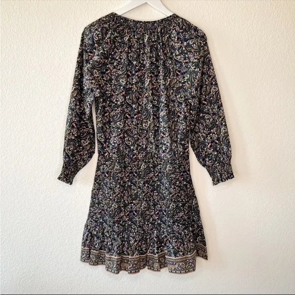 NWT Veronica Beard Karlina Floral Paisley Ruffle Long Sleeve Dress Navy