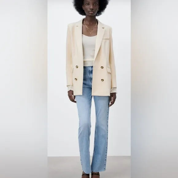 NWT ZARA CLASSIC TAILORED MINIMALIST LUXURY DOUBLE BREASTED JACKET BLAZER