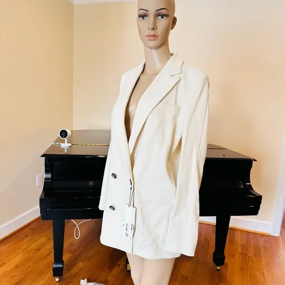 NWT ZARA CLASSIC TAILORED MINIMALIST LUXURY DOUBLE BREASTED JACKET BLAZER