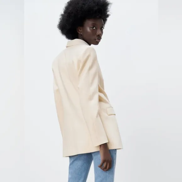 NWT ZARA CLASSIC TAILORED MINIMALIST LUXURY DOUBLE BREASTED JACKET BLAZER