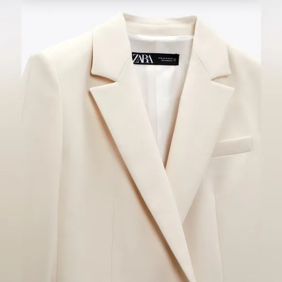 NWT ZARA CLASSIC TAILORED MINIMALIST LUXURY DOUBLE BREASTED JACKET BLAZER
