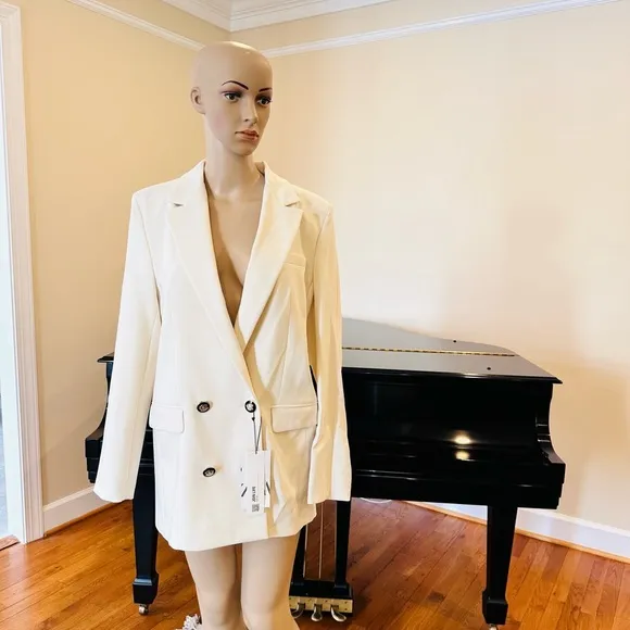 NWT ZARA CLASSIC TAILORED MINIMALIST LUXURY DOUBLE BREASTED JACKET BLAZER