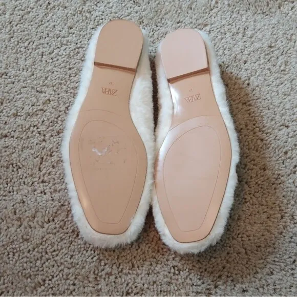 NWT Zara faux fur ballet flats