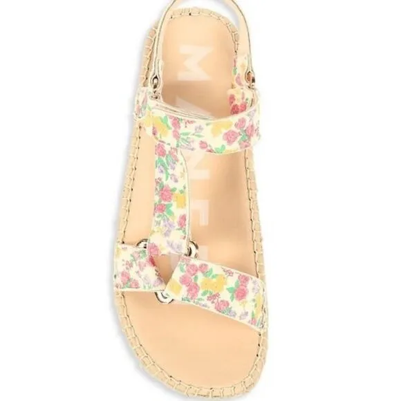 NWT Loveshackfancy X Manebi Floral Leather Espadrille Sport Sandals Size 39/US 8
