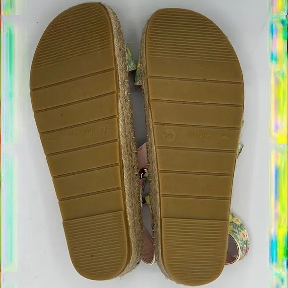 NWT Loveshackfancy X Manebi Floral Leather Espadrille Sport Sandals Size 39/US 8