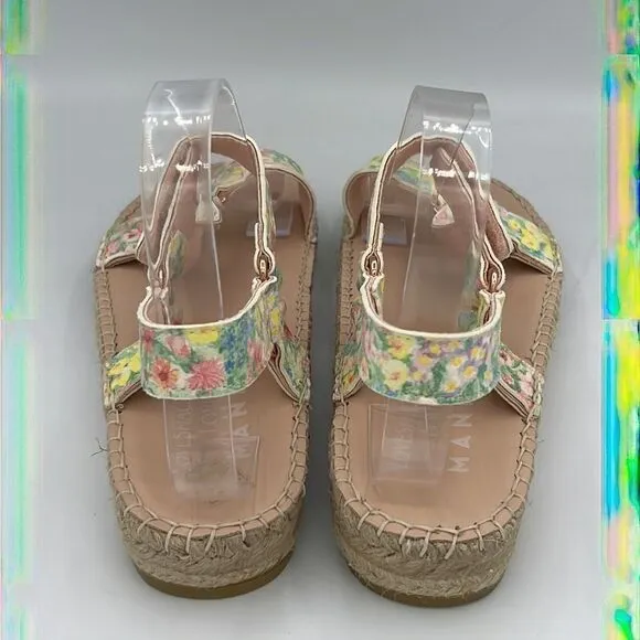NWT Loveshackfancy X Manebi Floral Leather Espadrille Sport Sandals Size 39/US 8