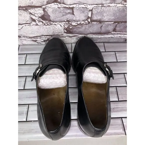 OGGI Black Leather Monk Strap Loafers Dress Shoes Men Sz 9M US/42EU