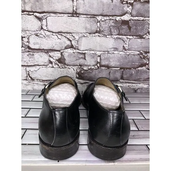 OGGI Black Leather Monk Strap Loafers Dress Shoes Men Sz 9M US/42EU