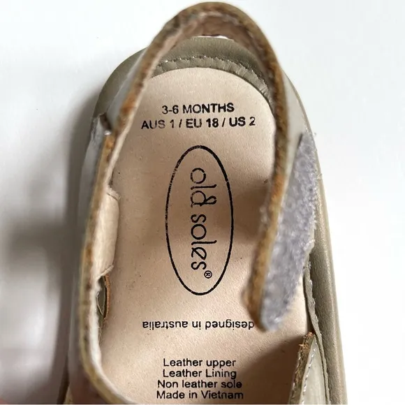 Old Sole’s Baby First Leather Sandals - Taupe with Painted Flower Detail - 3-6M
