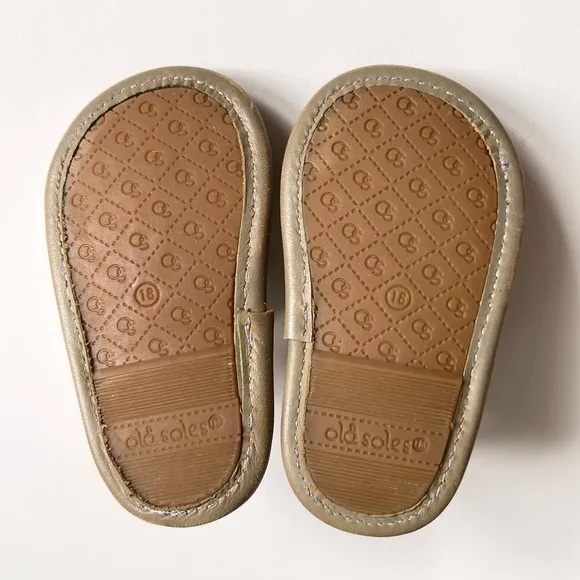 Old Sole’s Baby First Leather Sandals - Taupe with Painted Flower Detail - 3-6M