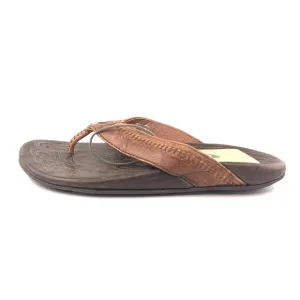 OluKai Hiapo Brown Leather Thong Sandals 7