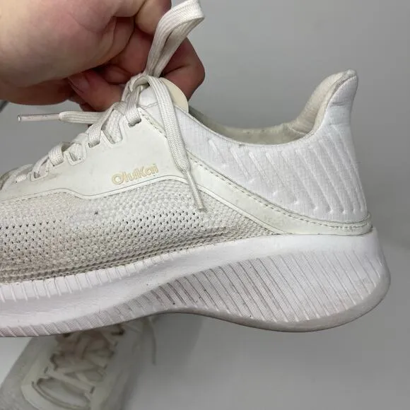 Olukai Island Hopper Men’s Travel-Ready Sneakers in white sz 10