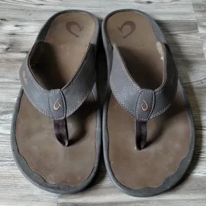 Olukai Ohana Men's Sandals Flip Flop Thong Dark Java Size 14