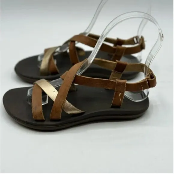 OluKai Upena Girl’s Leather Velcro Slingback Sandals Size Girls 13 (32)