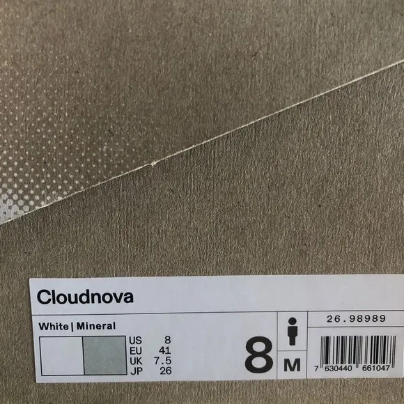 On Cloudnova Sneakers White Mineral Style 26.98989