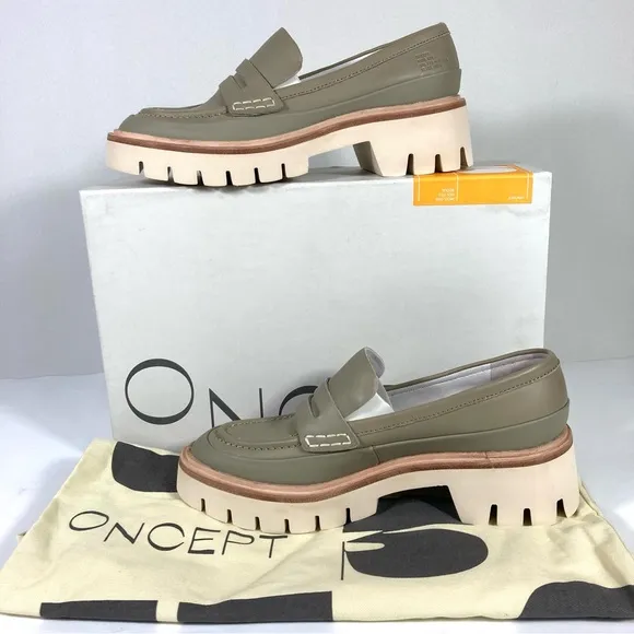 Oncept Seoul Platform Loafers Silver Moss Gray Size 6 7 8 9 NEW MOD. 009 SOL F22
