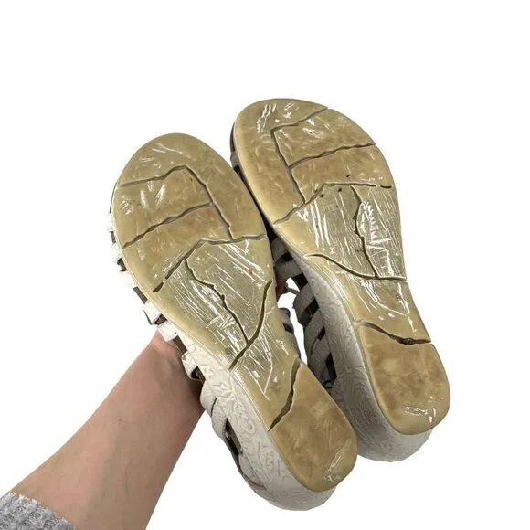 OTBT Nomadic Lace zip Wedge Sandals Size 8 floral tooled