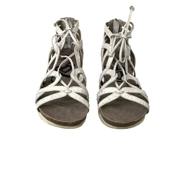OTBT Nomadic Lace zip Wedge Sandals Size 8 floral tooled