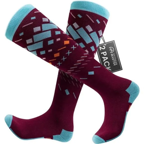 OutdoorMaster Ski Socks, 2-Pair Pack Skiing and Snowboarding Socks