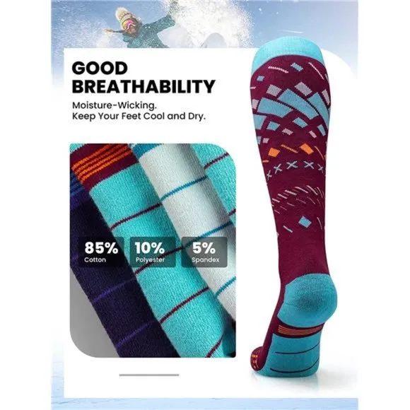 OutdoorMaster Ski Socks, 2-Pair Pack Skiing and Snowboarding Socks