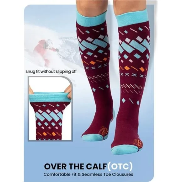 OutdoorMaster Ski Socks, 2-Pair Pack Skiing and Snowboarding Socks