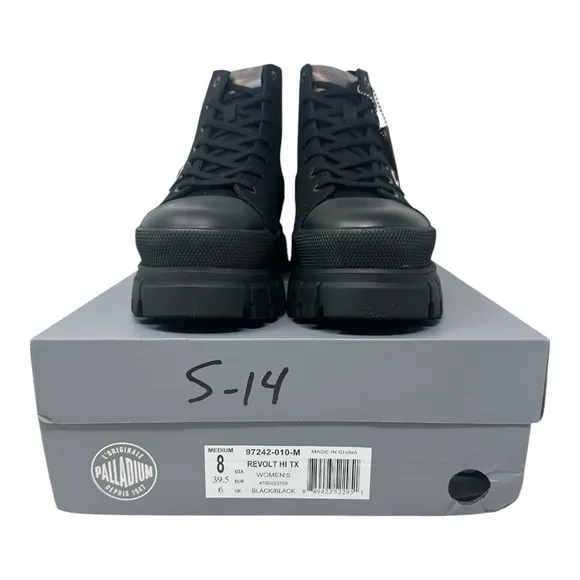 Palladium Women’s Revolt Hi TX Round Toe Hiking Boots 97242-010-M Black Size 8