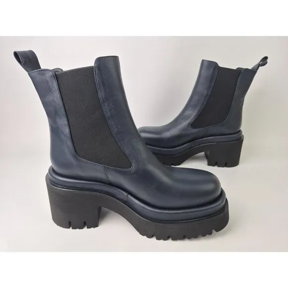 Paloma Barcelo Women's Navy Blue Sander Platform Lug Chelsea Boots Size 41
